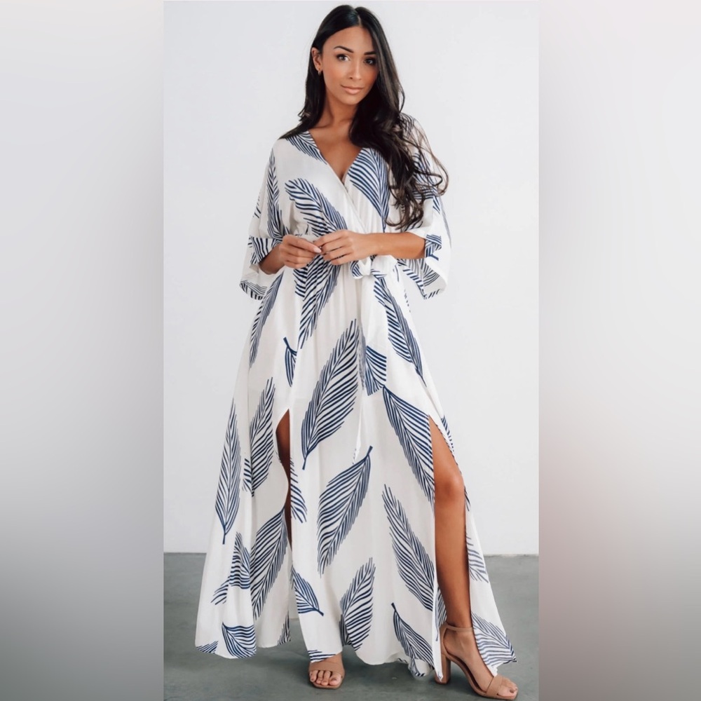 Baltic Born White and Blue Maxi Dress NWT